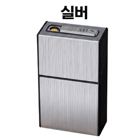 FOCUS 텐 와이어 충전식 담배케이스 라이터 USB충전 일반형 슬림형 선택가능, 텐와이어충전식담배케이스라이터일반형-실버, 1개