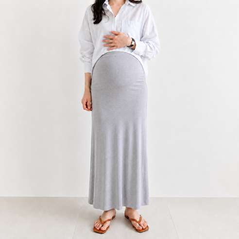 [벗기 싫은 50-90kg] 쿨 빅사이즈 임산부 롱치마 모달 허리밴딩 데일리 여름 편한 A라인 반차마