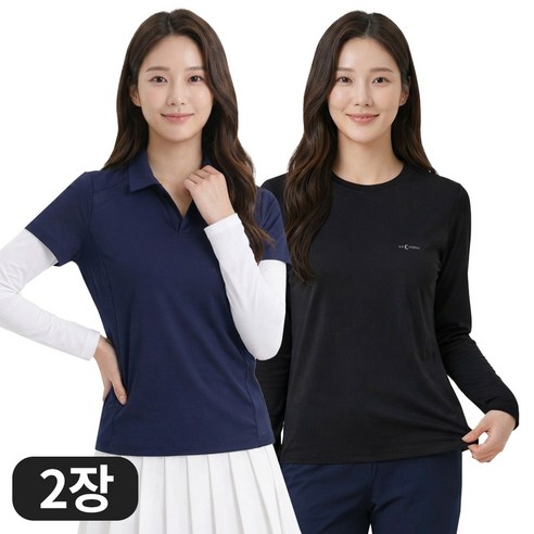 아소트 [1+1] 프리미엄 스포츠 골프 이너웨어 자외선차단 UV 쿨링 여성 라운드 티셔츠