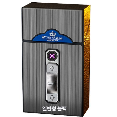 담배케이스 플라즈마 라이터 아크 일체형 신형 충전 지포 고급라이터, 담배케이스플라즈마라이터일반형-블랙, 1개