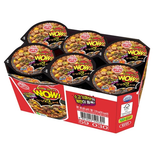 오뚜기 와우 고기열라면 컵 80g, 6개