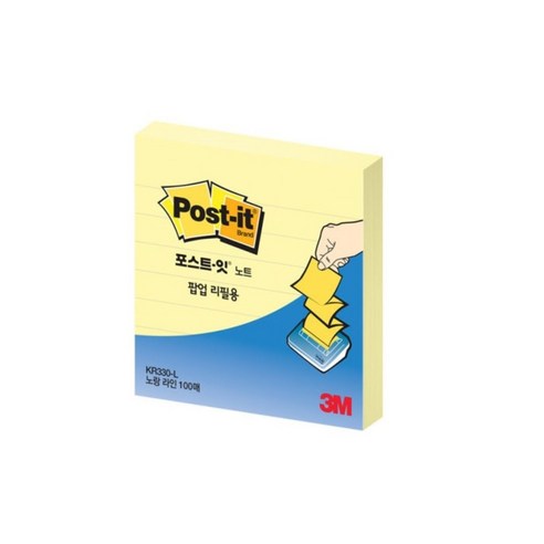 3M 팝업 디스펜서용 리필, 노랑라인, 100매, 1개