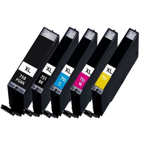 훼이머스잉크 캐논 PGI-750XL / CLI-751XL 호환잉크 대용량 Pixma iP7270 /8770 iX6770/6870 MG5470/5570/6370/6470, 대용량 검정+칼라 (5개묶음할인), 1세트
