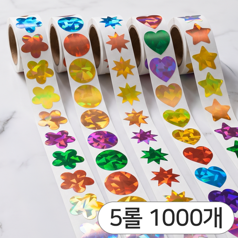 영바이브 홀로그램 반짝이 모양 스티커, 혼합색상