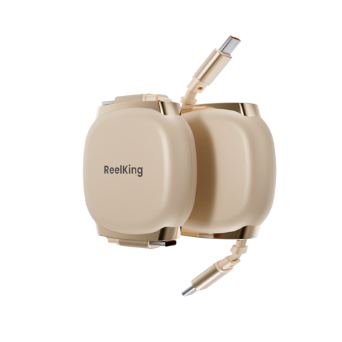 Reelking C타입-C타입 자석타입 휴대용 릴케이블 초고속 PD PPS 240W, 2개, 파스텔골드, 1m