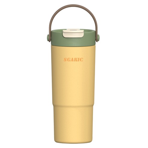 SGAKIC 진공 스텐 빨대 텀블러 보온보냉 차망 밀폐 워터보틀, 1개, 650ml, 옐로우