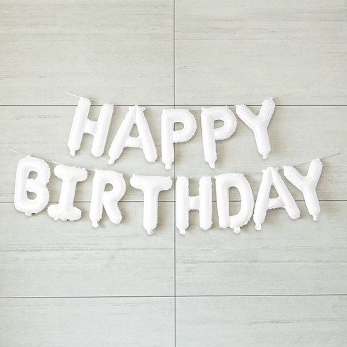 파티짱 생일 은박 풍선 세트 축하 파티 HAPPY BIRTHDAY, 화이트