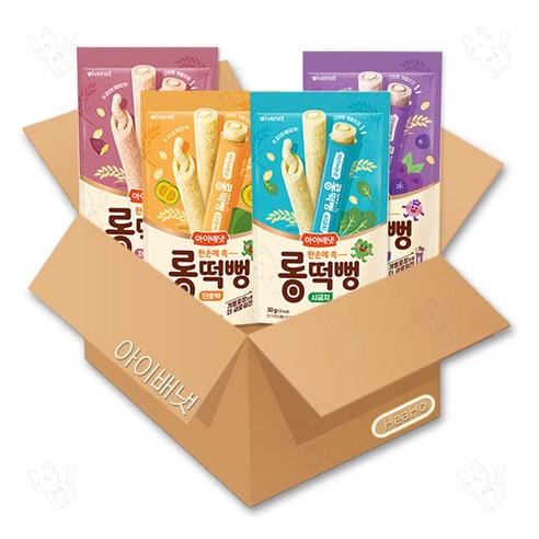 롱떡뻥 4종 자색고구마 30g 1개+시금치 30g 1개+단호박 30g 1개+블루베리 30g 1개, 1개, 120g, 시금치+단호박+자색고구마+블루베리
