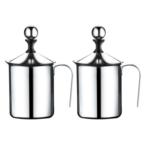 MOJAE 더블 밀크 폼 메이커 우유거품기 800ml, 2개, Stainless Steel