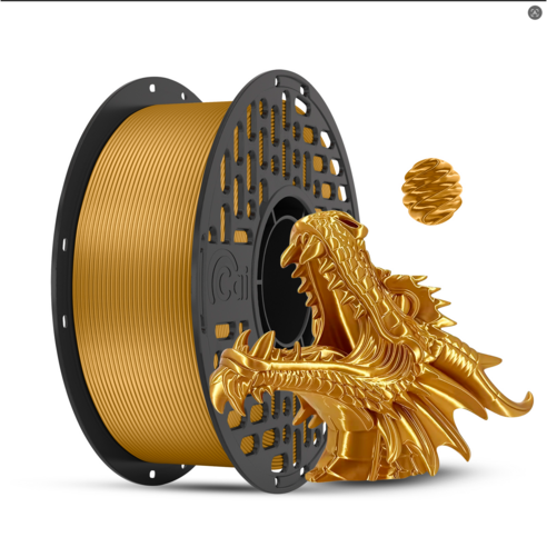 CaiLab 3D 프린터 필라멘트 PLA 실크 질감 쉬운 출력 고품질 1.75mm 안정적인 라인 직경 범용 재료 1kg (Bambu Lab A1 Mini P1S P2S 호환), 메탈릭 골드
