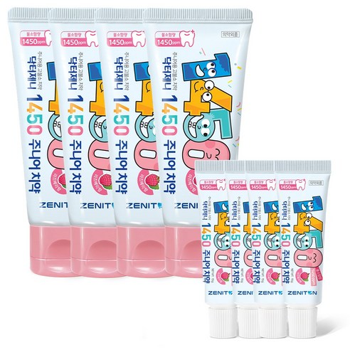 제니튼 닥터제니 1450 고불소 치약 라즈베리향 4개+미니치약 4개, 60g, 1세트