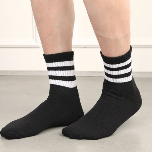 남성용 삼선 중목 스포츠 양말 10켤레