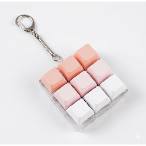 자베르 조약돌 마카롱 더블캡 딸깍이 클리커 키보드 키링, 1개