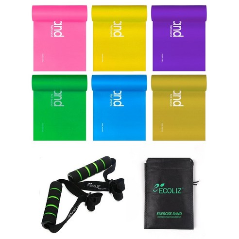 에코리즈 엑스사이즈 밴드 프리미엄 6종+손잡이 세트, 1세트, P1+P2+P3+P4+P5+P6+손잡이(그린)+파우치