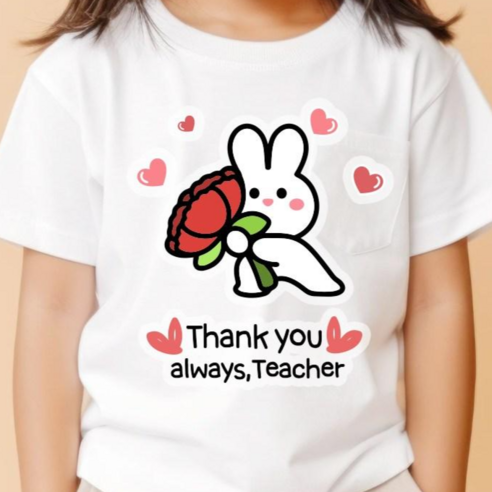 QT17 영어유치원 카네이션 의류스티커 일회용 감사합니다 옷 스티커, 1개, 04_토끼
