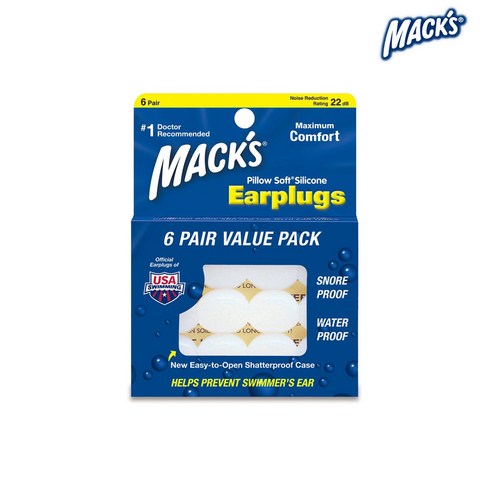 Macks 필로우소프트 수면 귀마개 흰색, 1개, 12개입