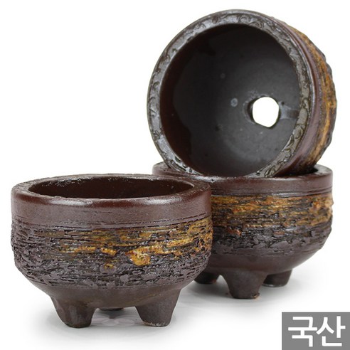세인화분 국산 모아 만두 원형 옹기 화분 - 다육화분 다육이화분, 3개, 모아만두_원형 옹기화분
