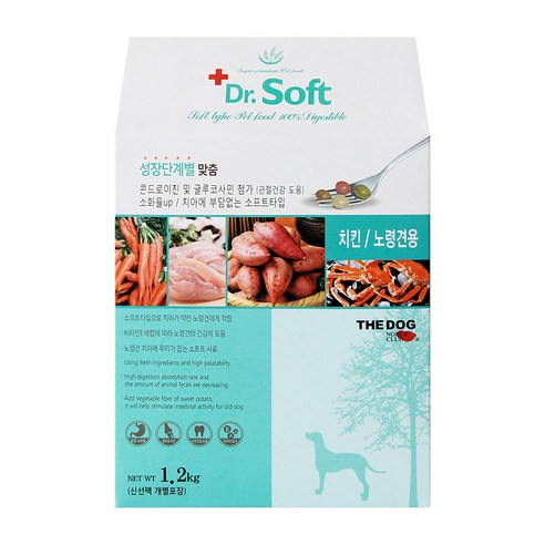 더독 시니어 강아지 닥터 소프트 사료, 닭, 1.2kg, 1개