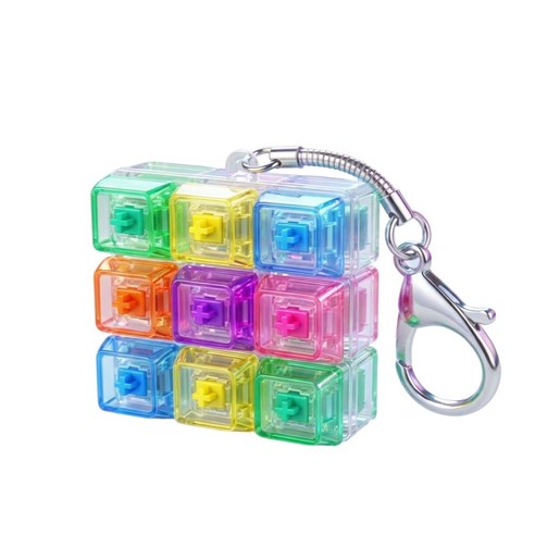바이아봄 스트레스 해소 LED 키캡 딸깍이 9구 키캡키링, 1개, 레인보우