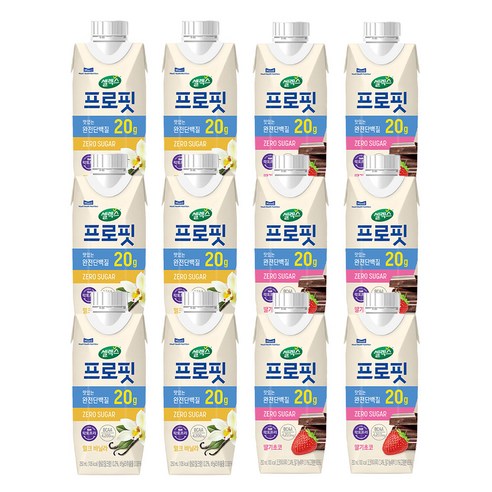 셀렉스 프로핏 (밀크바닐라 6팩 + 딸기초코 6팩), 12개, 250ml