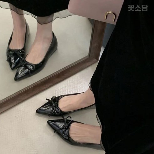 AURALA 여성 발편한 키높이 신발 말랑 뾰족코 플랫슈즈 4.5cm