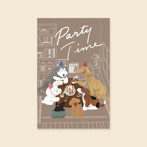 캘리그라피 생일카드 HH2401 PARTY-TIME 축하카드 동물카드 캘리엠