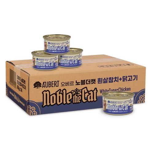 오베르 노블더캣 프리미엄 고양이캔, 24개, 80g, 흰살참치+닭고기