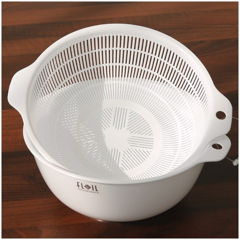 일본 나카야 이중채반(M) 1.5L K584 선택1 (채반 볼 한세트 믹싱볼), 화이트, 1개