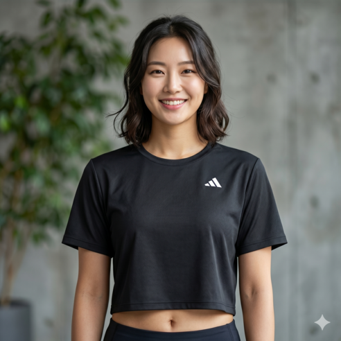 아디다스 에센셜 박시 워크아웃 크롭 여름 여성 반팔 티셔츠