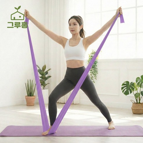 그루홈 고탄력 어깨 스트레칭 요가밴드 근력, 2개, 라텍스 퍼플