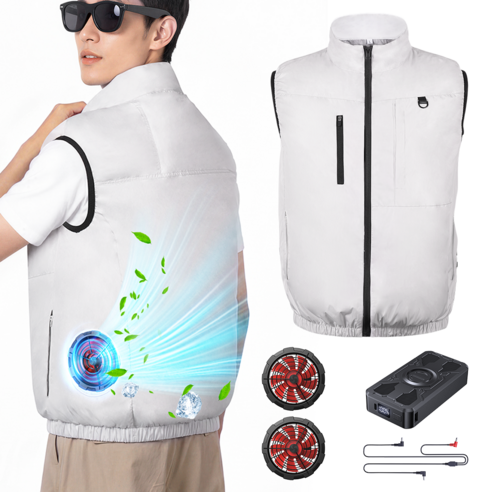 NICESUN 선풍기조끼 냉각 아이스조끼 대용량 20000mAh 보조배터리 포함 여름 작업복 남녀공용 낚시 등산 현장작업 K18