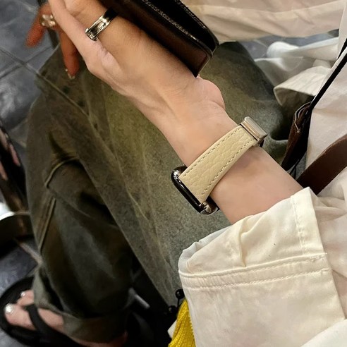 올해브 애플워치 호환 가능 모던 가죽 스트랩 밴드, 아이보리, 1개