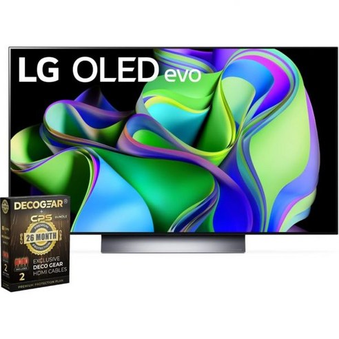 LG OLED48C3PUA OLED evo C3 48인치 HDR 4K 스마트 TV 2023 번들 데코 기어 HDMI 2.0 케이블 순수 구리 도체 x2 및 CPS 독점 26, 55 Inch, OLED C3
