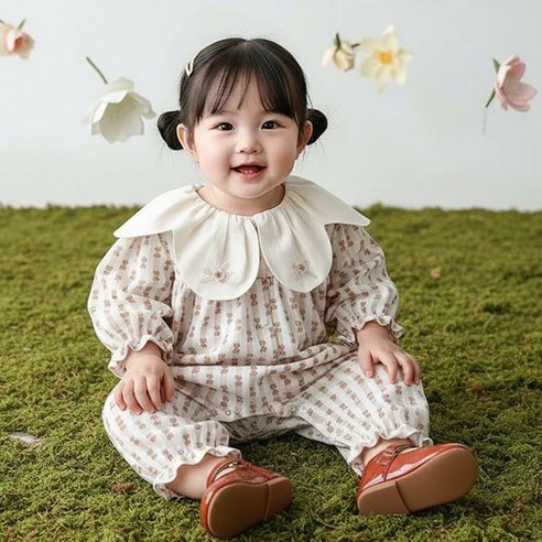 몽실이 플라워 카라 여아 우주복 가을 유아용 외출복 사진촬영 기념일