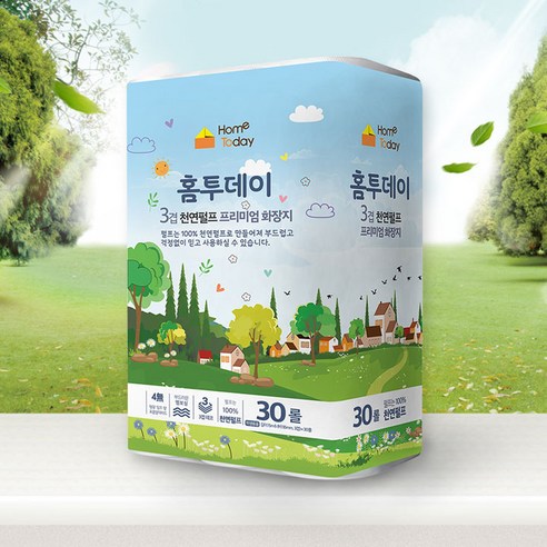 1+1 [100% 천연펄프] 홈투데이 3겹데코 화장지 30롤+30롤 이미지 2