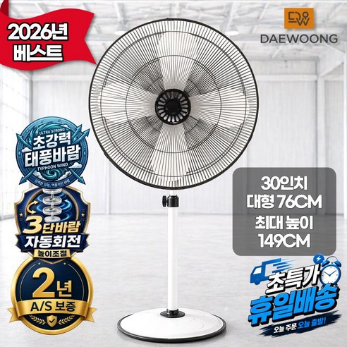 [2026년 신제품] 대웅 24/30인치 공업용 업소용 대형 선풍기, 30인치(DWIF-D30S)