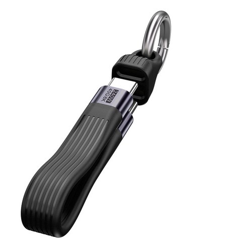 투에이비 PD 240W C to C 초고속 충전/데이터 전송 키링 숏 케이블, 1개, 블랙, 13cm