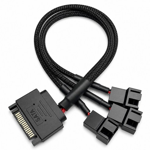 컴퓨터 쿨링팬 SATA to 3핀 4핀 확장 분배 케이블, 1개, 블랙, 3분배
