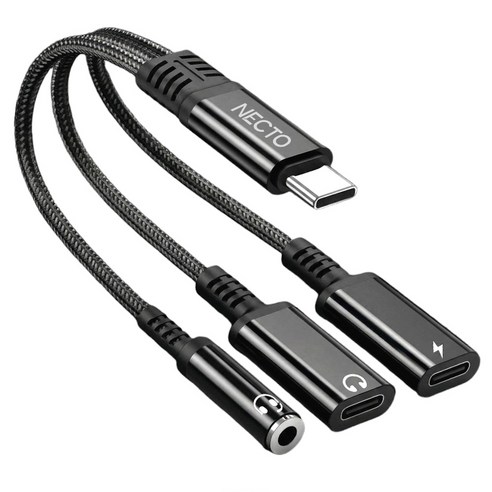 넥토 C타입 젠더 이어폰 PD 60W 충전 동시 연결잭 듀얼C+3.5mm