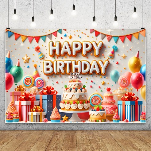 아라홍스 생일축하 파티용품 생일가랜드 생일이벤트 3D 생일현수막, 선물상자