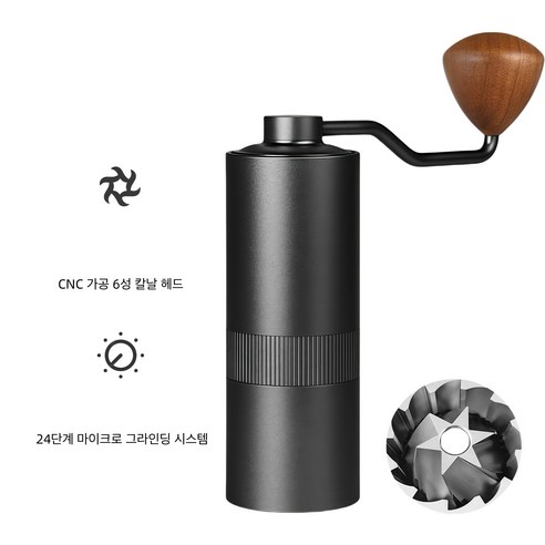 SCPOGO수동 커피 그라인더 핸드밀 고운 분쇄 조절 가능 원두 분쇄기, 1개, 블랙, 25ml