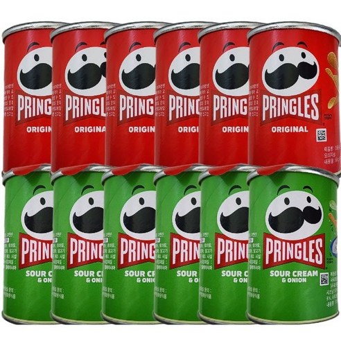 프링글스 53g X 12개 오리지널 / 사워크림 앤 어니언 반반믹스, 53g, 1세트