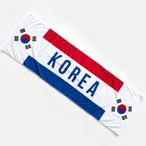 대한민국 태극기 응원 쿨링 스포츠 타월 30x100cm, 1개, 화이트