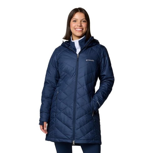 Columbia Womens Heavenly Long Hooded Puffer Jacket Stone Green Medium ...