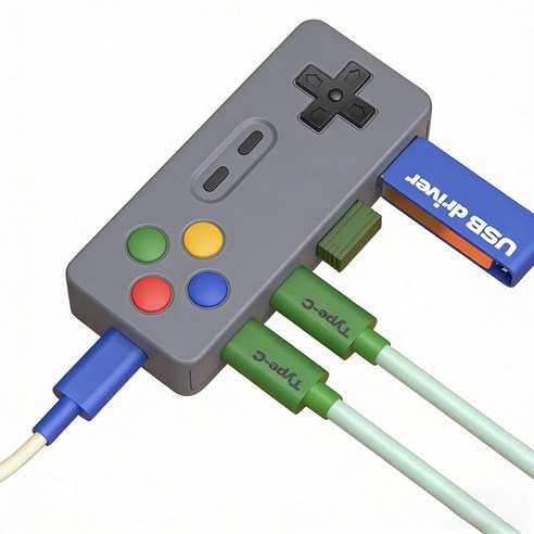 SUKI 레트로 게임기 디자인 USB허브 4in1 다기능 포트 확장기, 1개, SK-G1