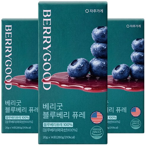 자주가게 미국산 블루베리 퓨레 100% 스틱 nfc 베리굿, 3개, 280g