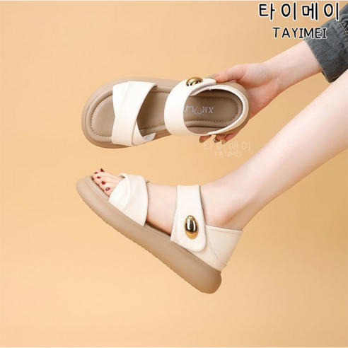 타이메이 여성용 여름 키높이 샌들 스트랩 통굽/쟁반굽 증가 가벼운 캐주얼 슈즈