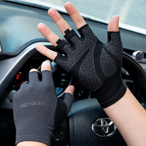 델루키 여름 운전 장갑 남성 라이더 쿨링 메쉬 냉감 반장갑, 그레이GY
