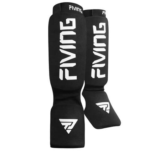 FIVING 킥복싱 정강이 보호대 mma 격투기 태권도 종아리 보호기, 1세트, 블랙+화이트