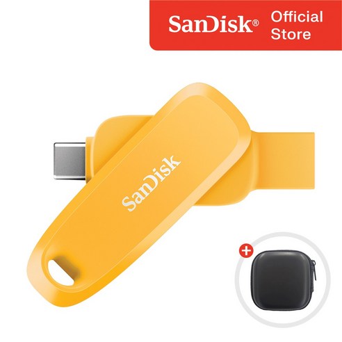 샌디스크 USB 3.2 Gen1 메모리 C타입 OTG SDDDC6 옐로우 + 케이스 패키지, 1개, 128GB
